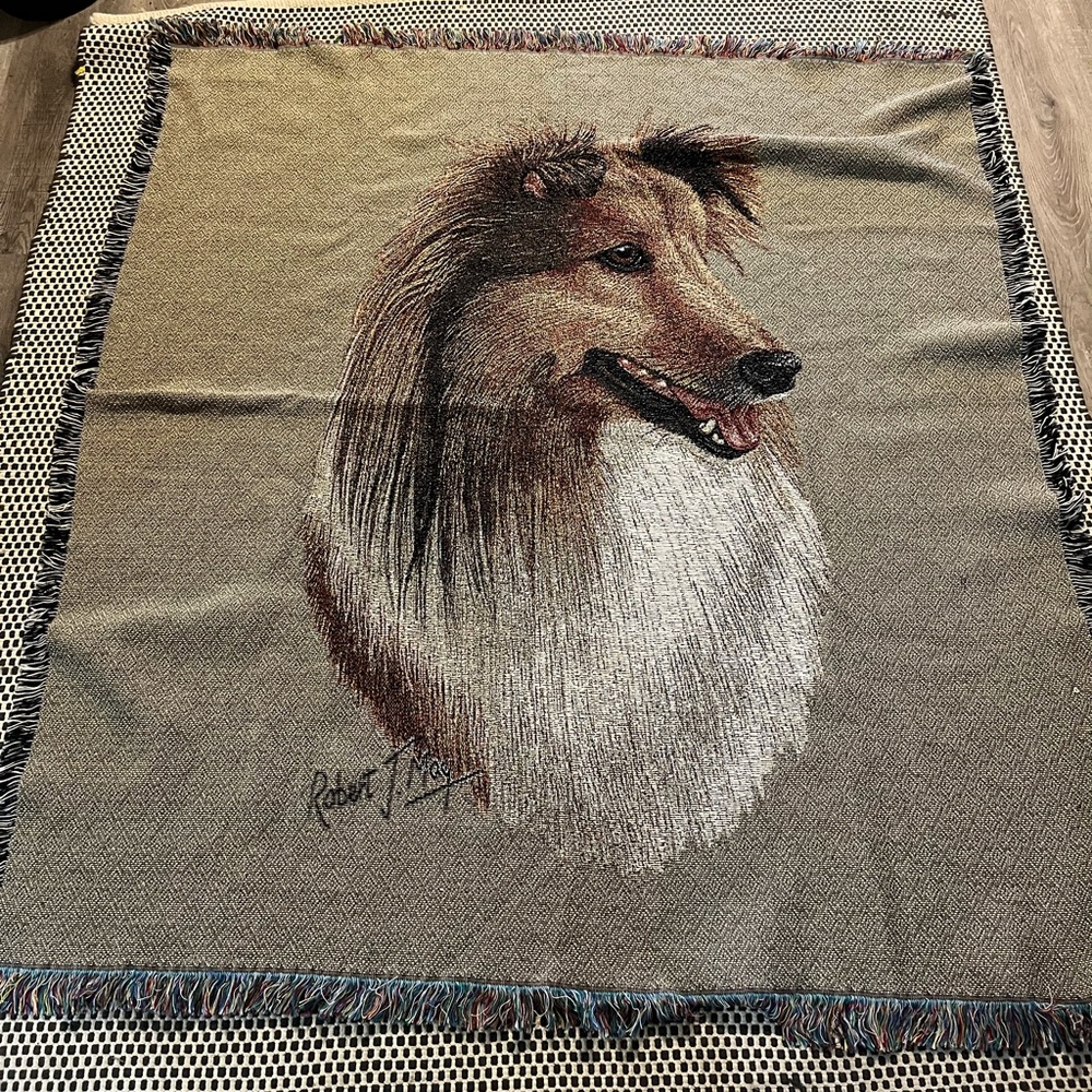 Collie Dog Woven Throw Blanket